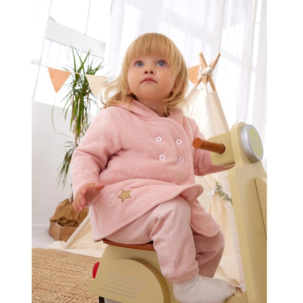 Minycenter Kışlık Kız Bebek Kadife Ceket Pembe