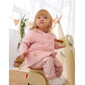 Minycenter Kışlık Kız Bebek Kadife Ceket