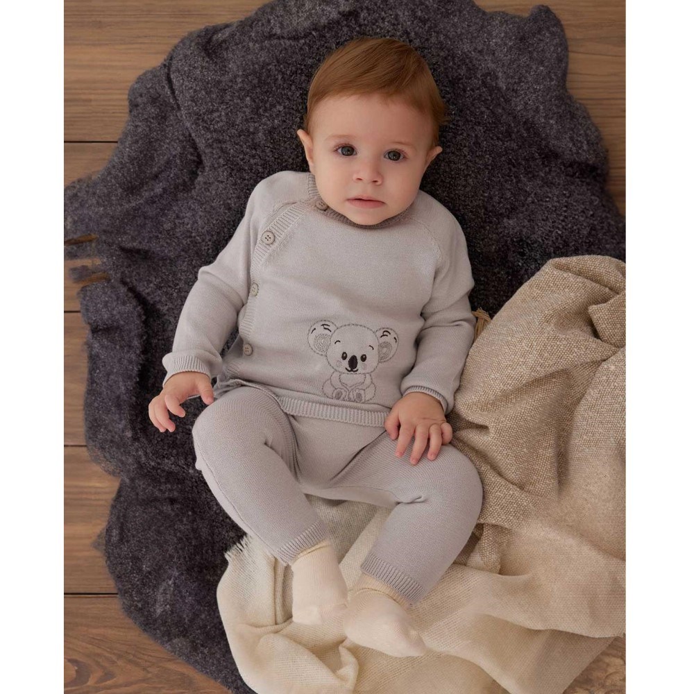 Minycenter Kışlık Erkek Bebek Triko 2'li Set Gri