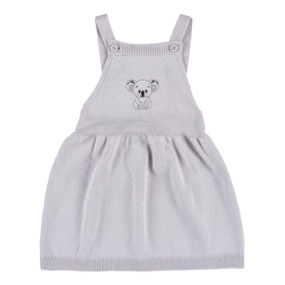 Minycenter Kışlık Kız Bebek Triko Elbise Set Gri