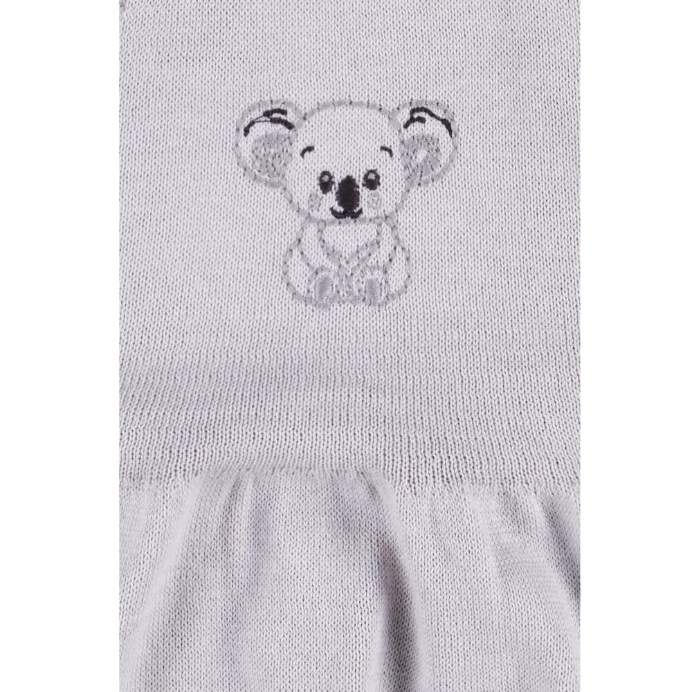 Minycenter Kışlık Kız Bebek Triko Elbise Set Gri