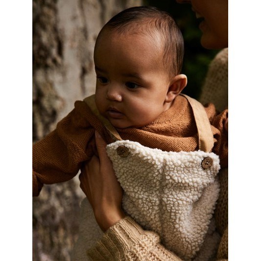 Name It Kışlık Bebek Askılı Peluş Tulum Krem