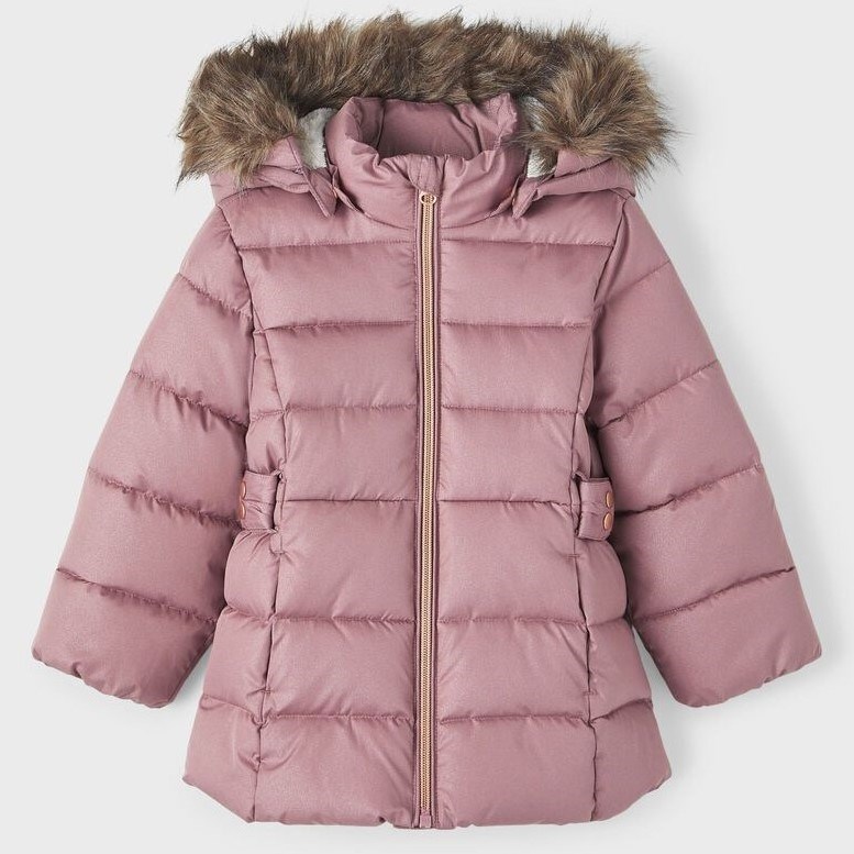 Name It Kışlık Kız Çocuk Kapşonlu Simli Mont Pembe