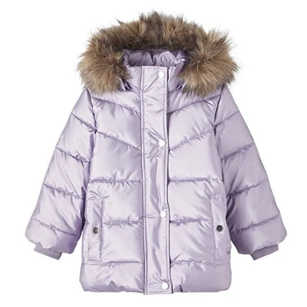Name It Kışlık Kız Çocuk Kapşonlu Şişme Mont Mor