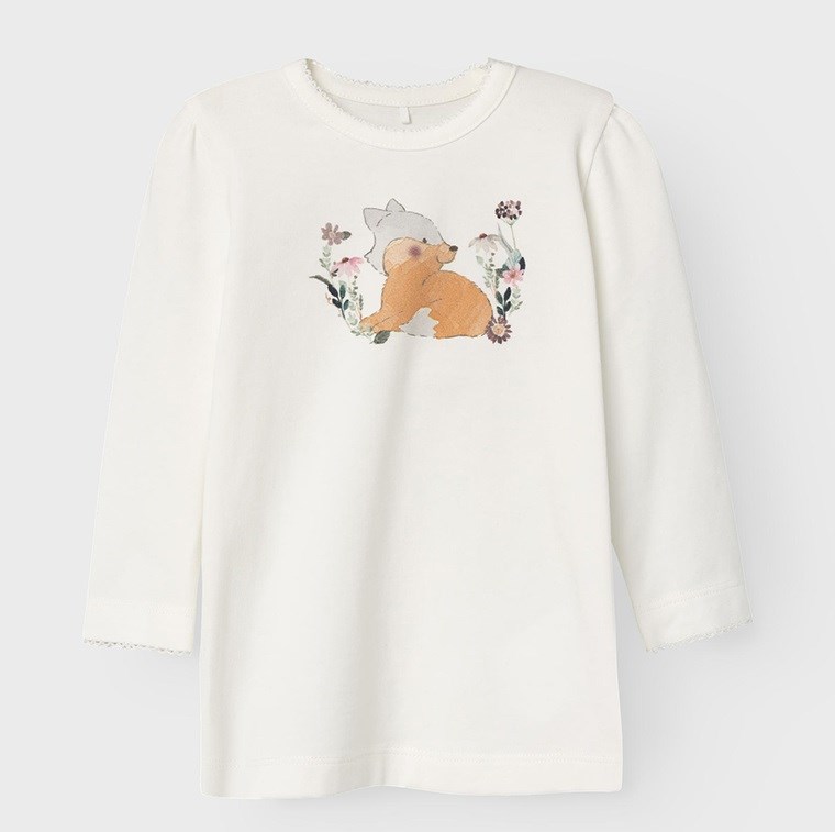 Name It Kışlık Kız Bebek Organik Pamuk T-shirt Beyaz