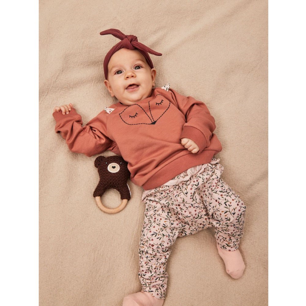 Name It Kışlık Kız Bebek Organik Pamuk Tayt Çiçekli Pembe