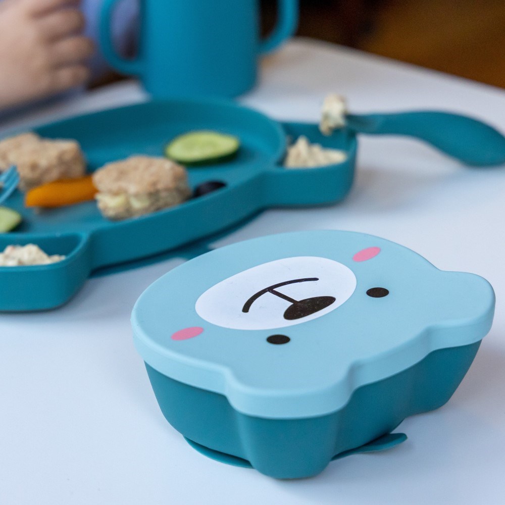 Tum Tum Boris Bear Silikon Vakumlu Kapaklı Kase ve Kaşık Seti 