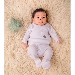 Adelie's Organik Pamuklu Yandan Çıt Çıtlı Uzun Kollu Patikli Tulum