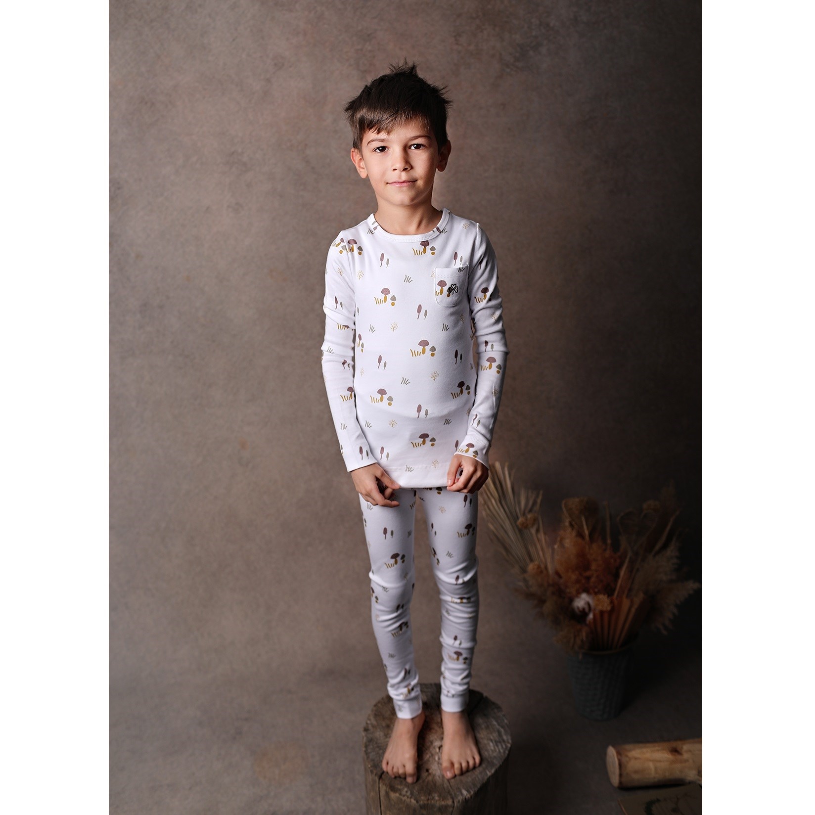 Adelie's Organik Pamuklu Uzun Kollu Pijama Takımı Beyaz