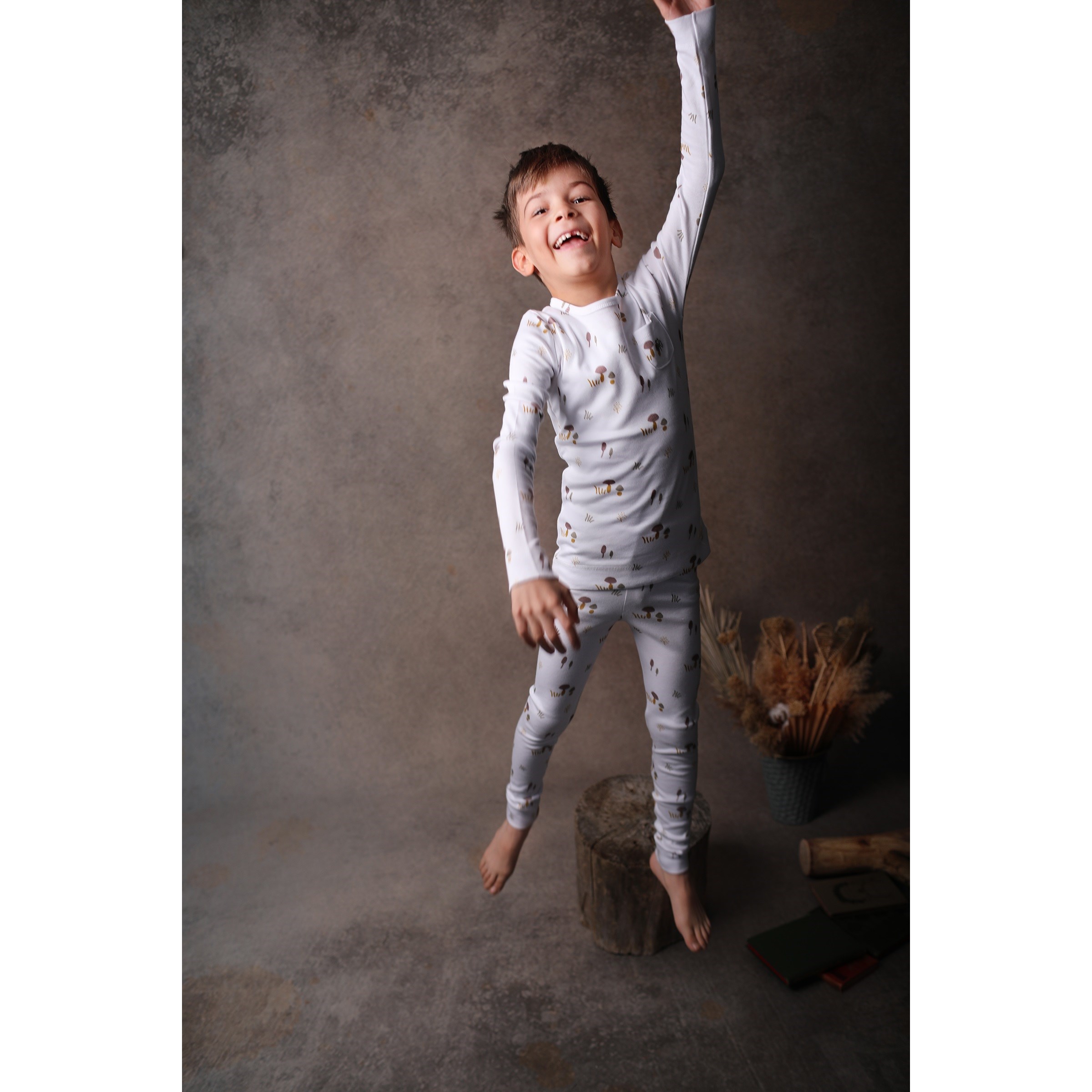Adelie's Organik Pamuklu Uzun Kollu Pijama Takımı Beyaz