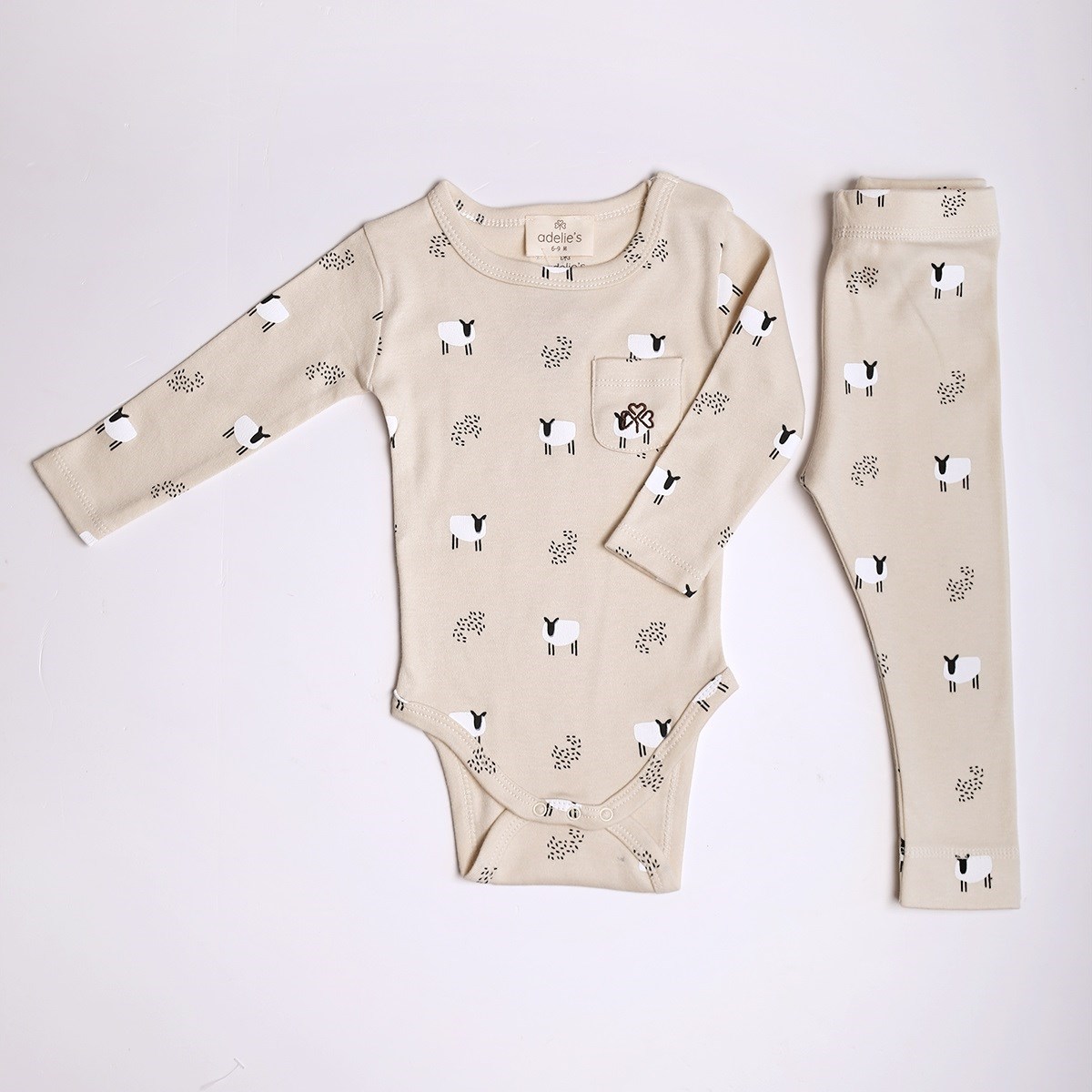 Adelie's Organik Pamuklu Fitilli Body ve Pantolon 2'li Set Krem