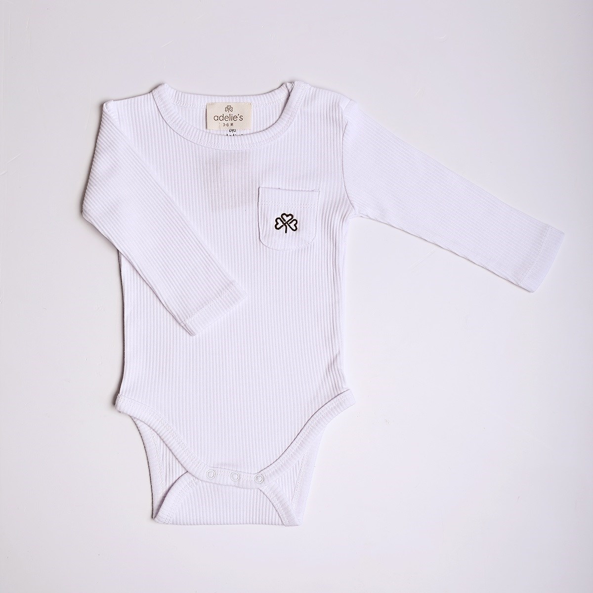 Adelie's Organik Pamuklu Fitilli Body ve Pantolon 2'li Set Beyaz