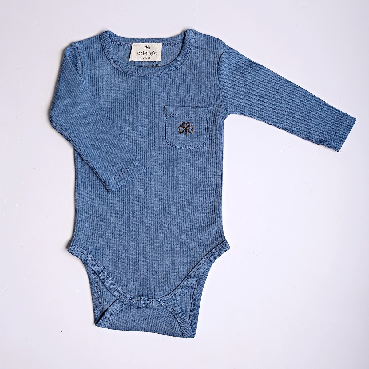 Adelie's Organik Pamuklu Fitilli Body ve Pantolon 2'li Set Mavi