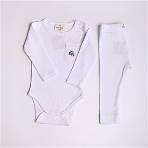Adelie's Organik Pamuklu Fitilli Body ve Pantolon 2'li Set
