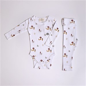 Adelie's Organik Pamuklu Fitilli Body ve Pantolon 2'li Set