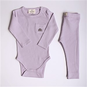 Adelie's Organik Pamuklu Fitilli Body ve Pantolon 2'li Set