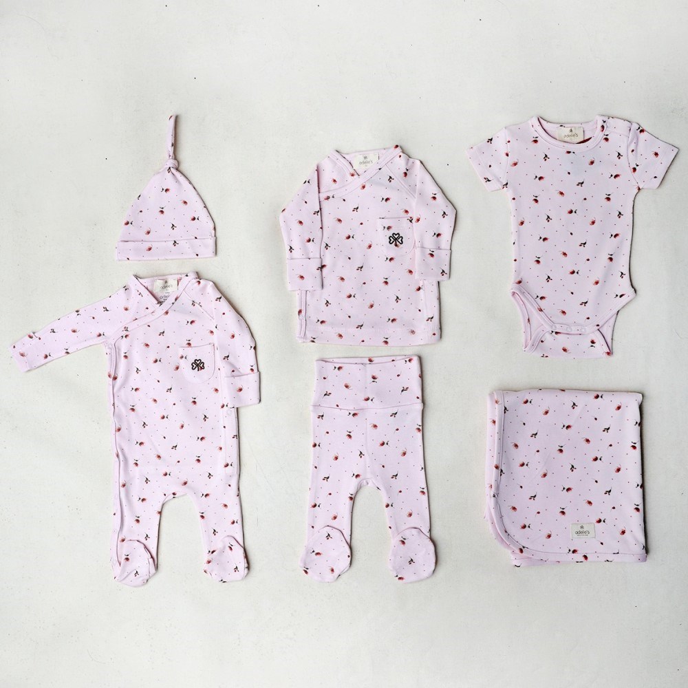Adelie's Organik Pamuklu Hastane Çıkışı 6'lı Set Pembe