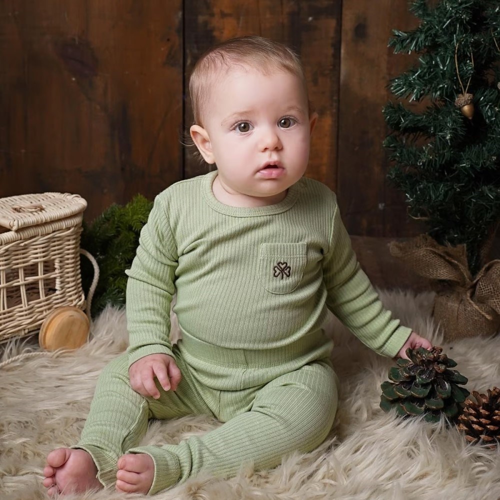 Adelie's Organik Pamuklu Uzun Kollu Pijama Takımı Yeşil