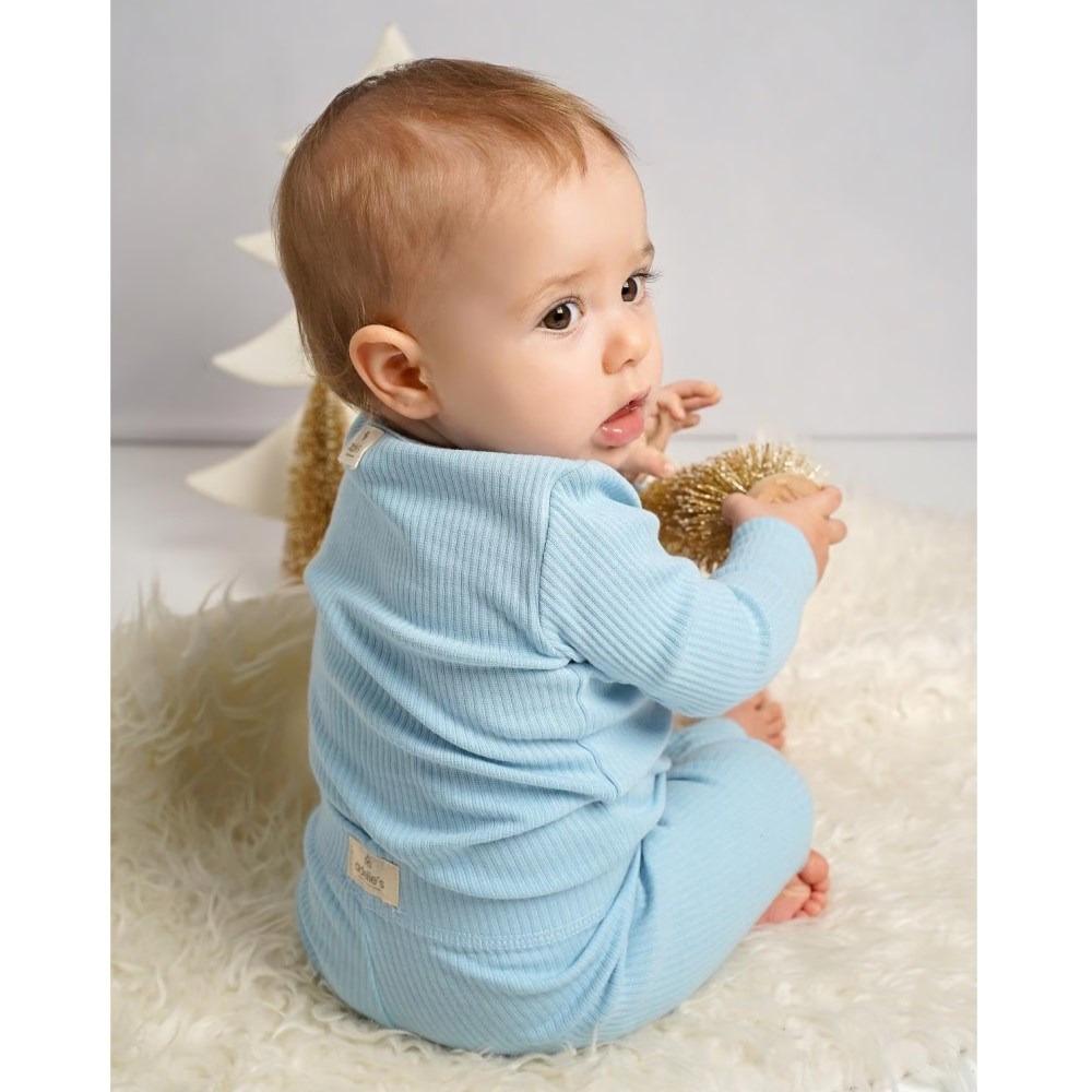 Adelie's Organik Pamuklu Uzun Kollu Pijama Takımı Mavi