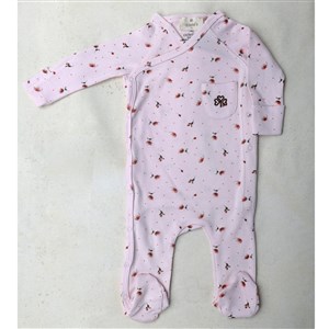 Adelie's Organik Pamuklu Yandan Çıt Çıtlı Uzun Kollu Patikli Tulum