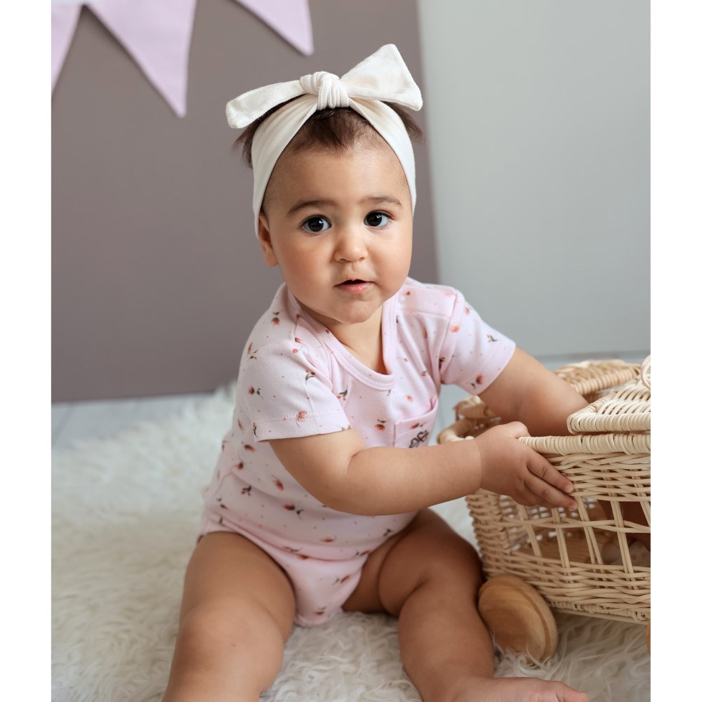 Adelie's Organik Pamuklu Kısa Kollu Body Pembe