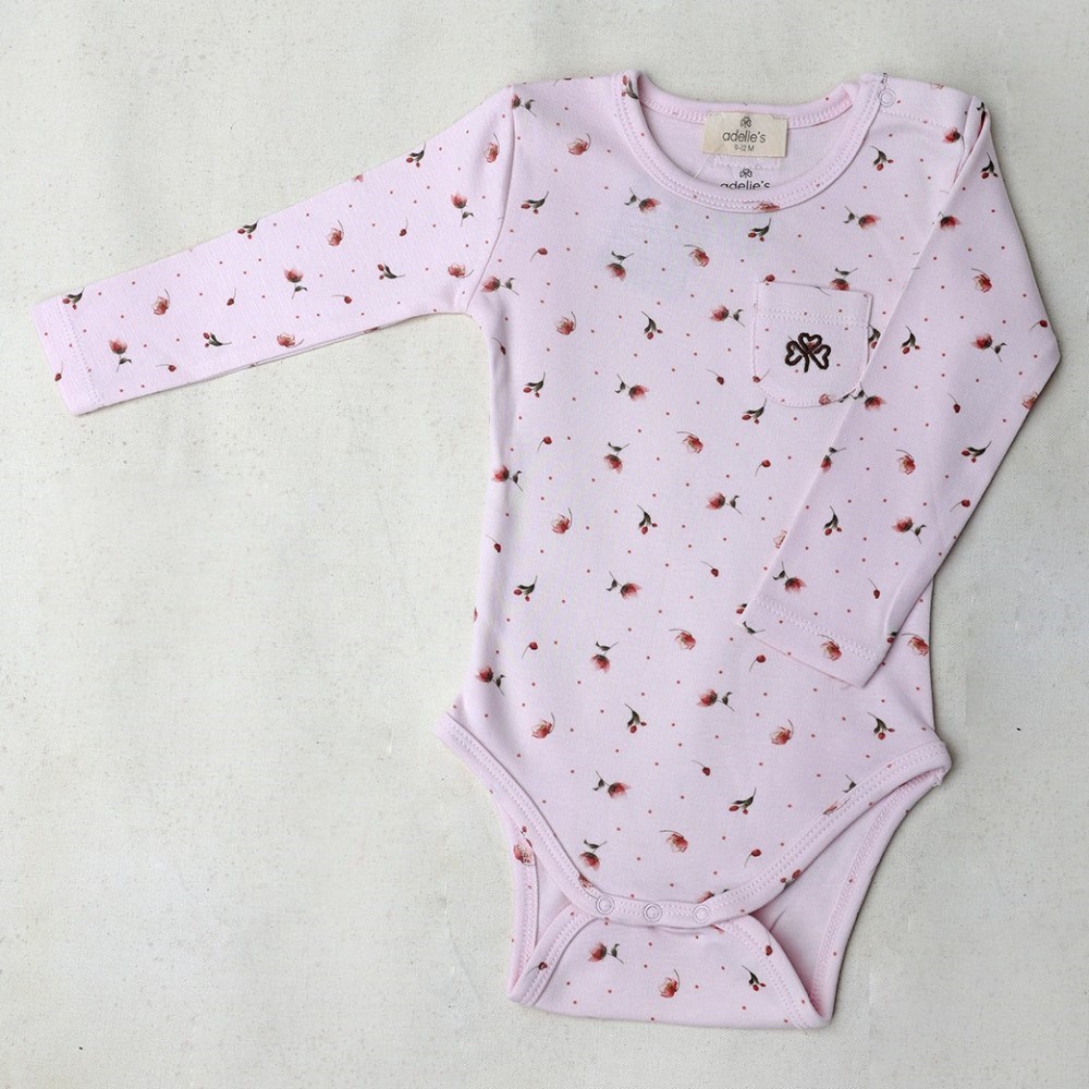 Adelie's Organik Pamuklu Uzun Kollu Body Pembe