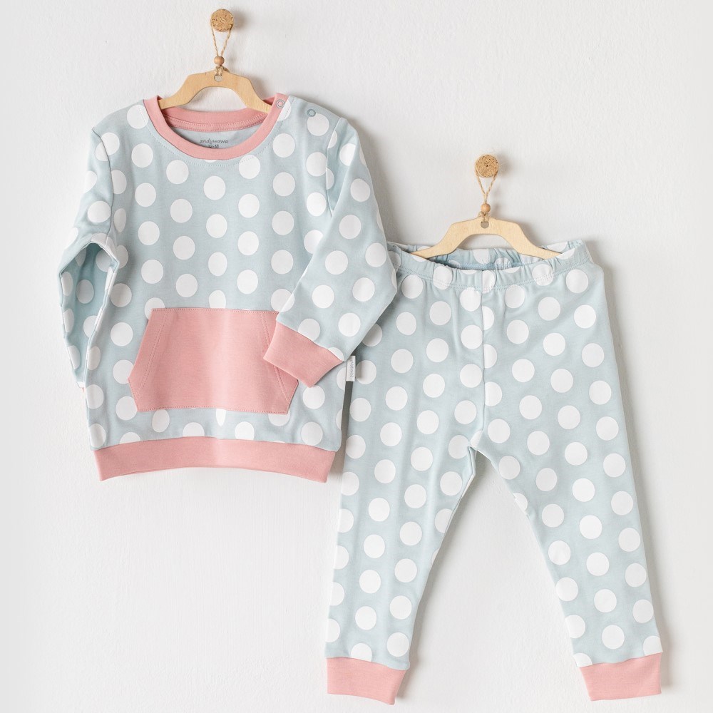 Andywawa Kız Bebek Pijama Takımı 2'li Set Mavi