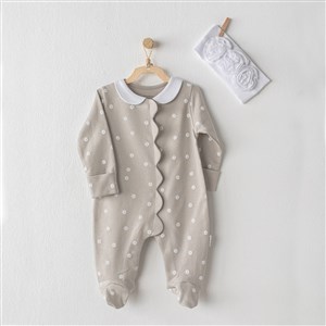Andywawa Kız Bebek Patikli Tulum ve Bandana 2'li Set