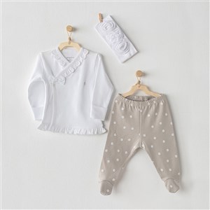 Andywawa Kız Bebek Patikli ve Bandanalı 3'lü Set