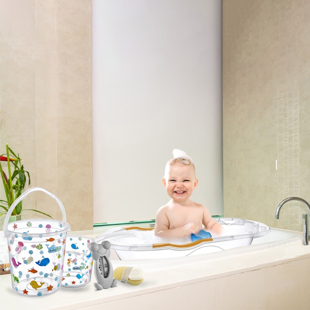 BabyJem Kurbağa Banyo ve Oda Termometresi Gri