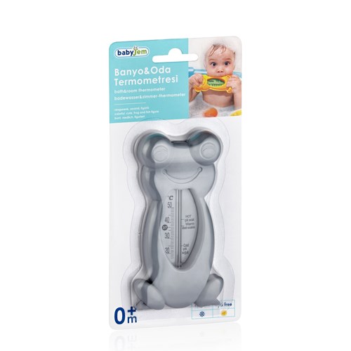 BabyJem Kurbağa Banyo ve Oda Termometresi Gri