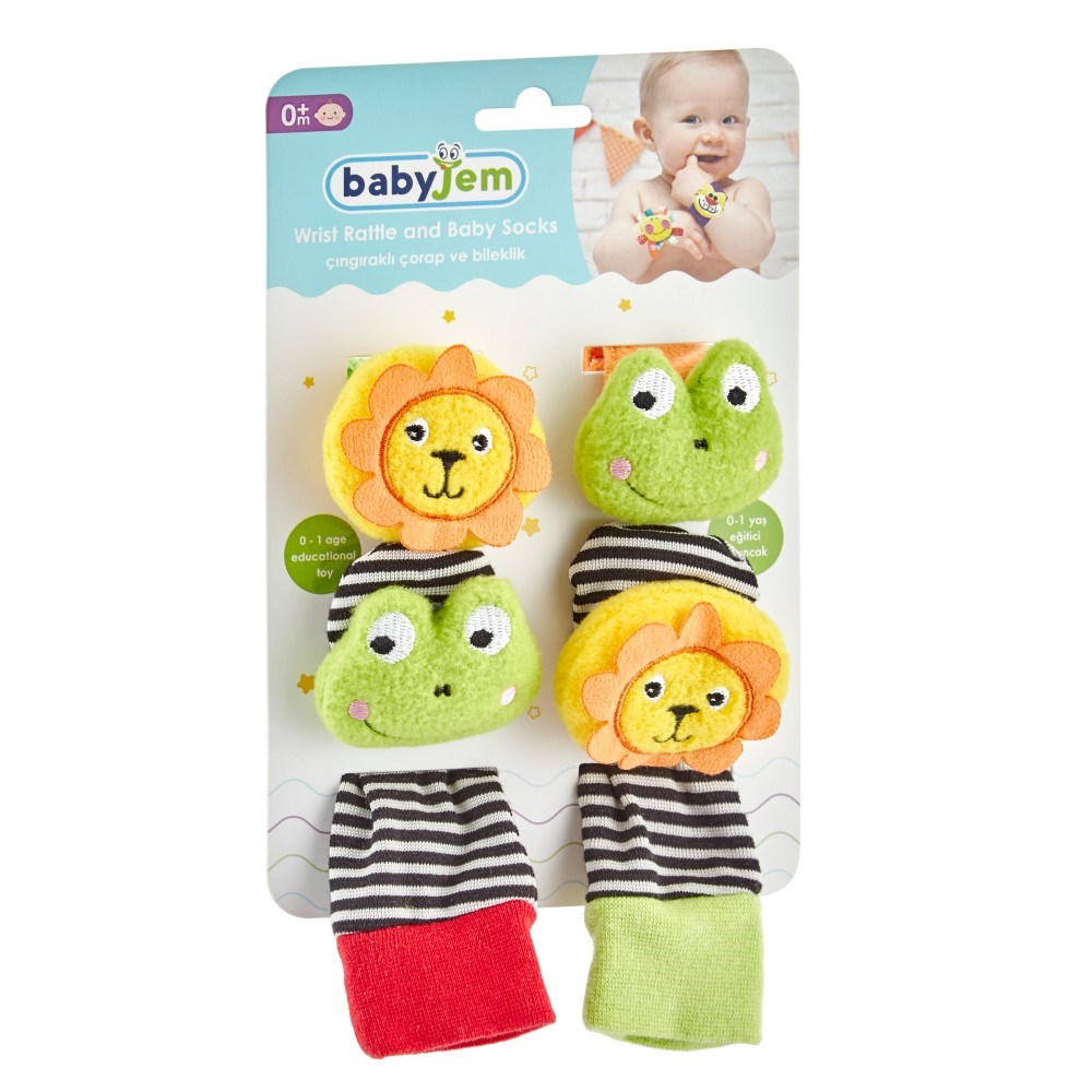 BabyJem Çıngıraklı Çorap ve Bileklik Aslan-Kurbağa Orjinal