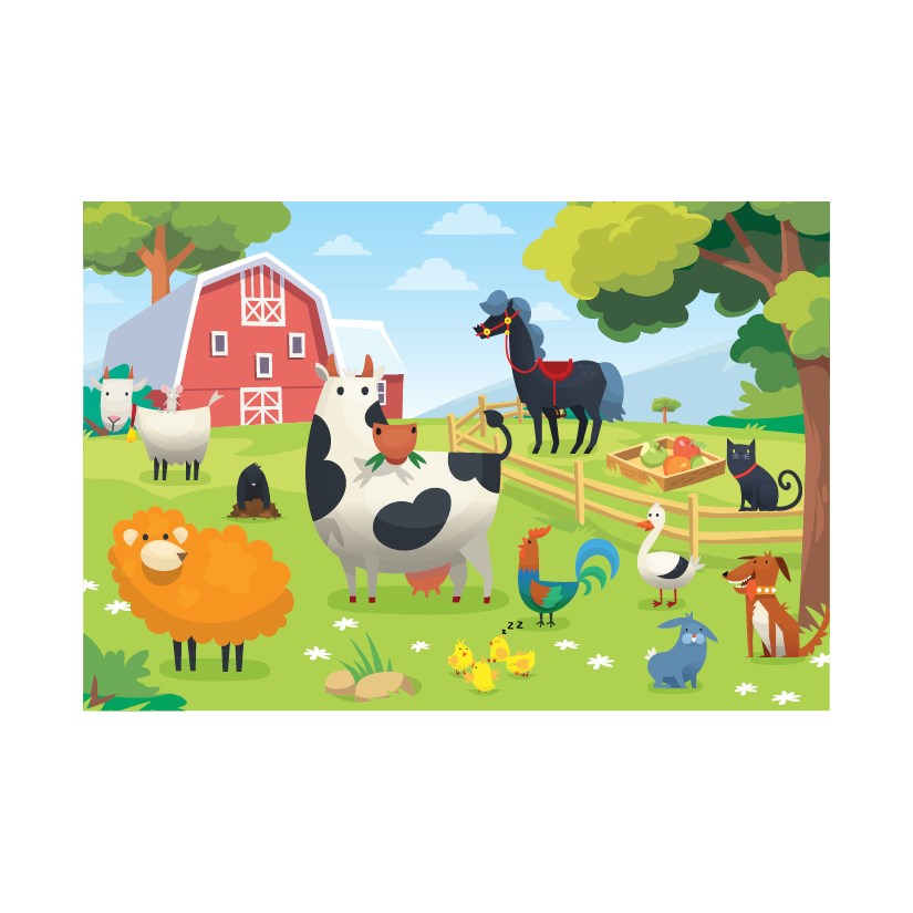 Blue Focus 24 Parça Puzzle Farm Animals- Çiftlik Hayvanları 