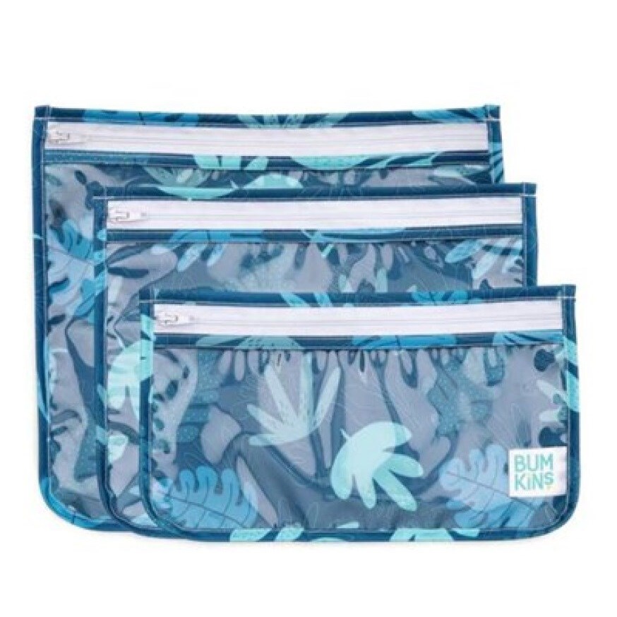 Bumkins 3'lü Şeffaf Seyahat Çantası - Blue Tropic 