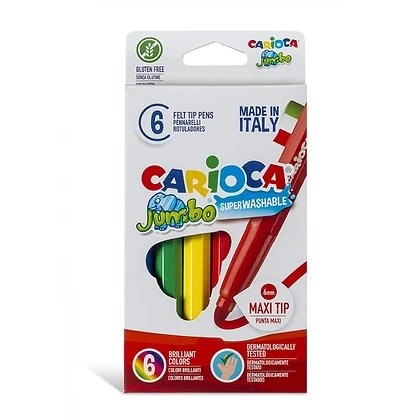 Carioca Jumbo Süper Yıkanabilir Keçeli Boya Kalemi 6'lı Orjinal
