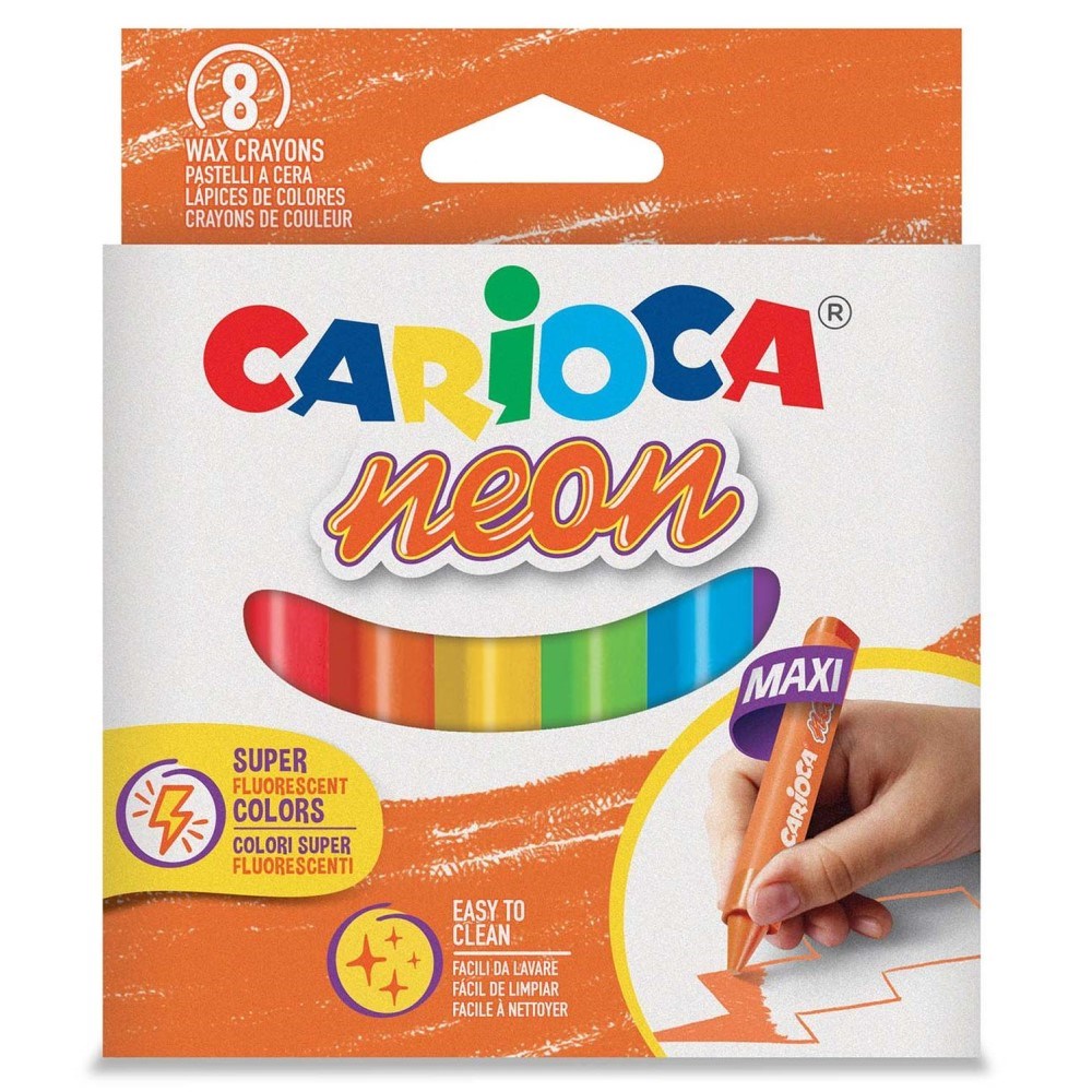 Jumbo Üçgen Mum Boya Kalemi Neon 8'li Orjinal