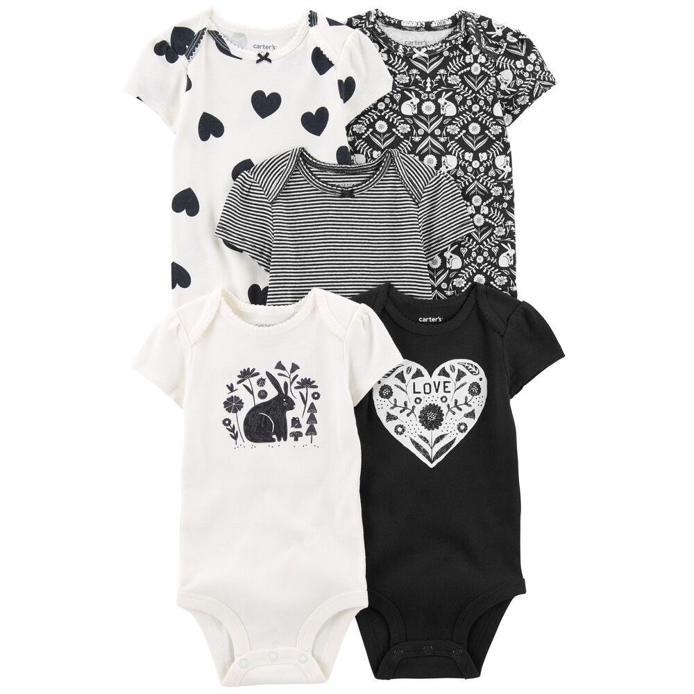 Carter's Kız Bebek Kısa Kol Body 5'li Set Siyah