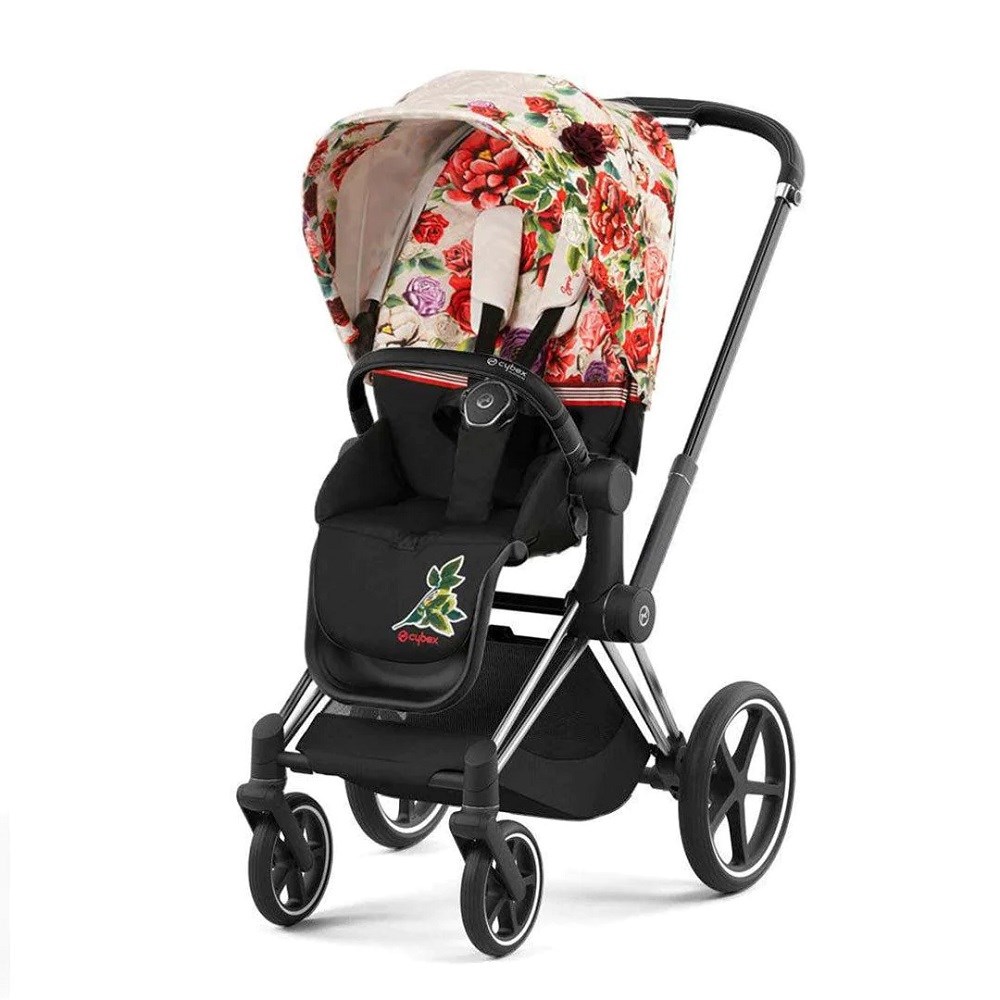 Cybex Priam Bebek Arabası Chrome Black - Spring Blossom Light