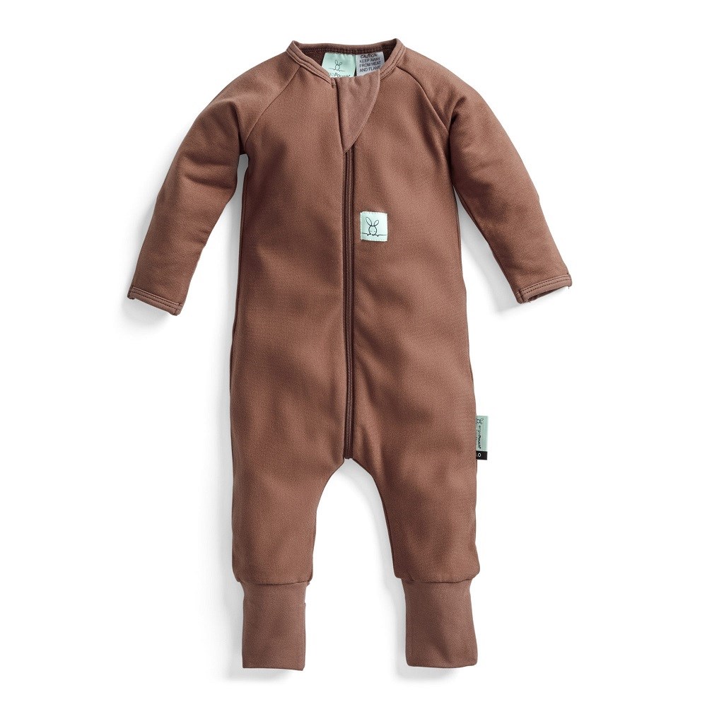 ErgoPouch Organik Pamuklu Patikli Pijama Tulum 1 TOG - Cocoa Kahverengi 