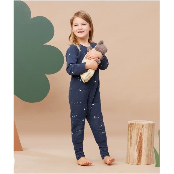 ErgoPouch Organik Koton Uyku Tulumu 2.5 TOG Lucky Ducks Koyu Mavi