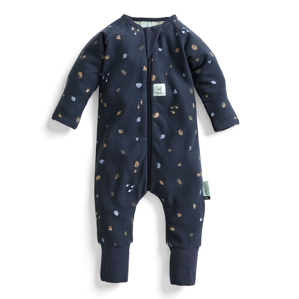 ErgoPouch Organik Pamuklu Patikli Pijama Tulum 1.0 TOG Hedgehog Koyu Mavi