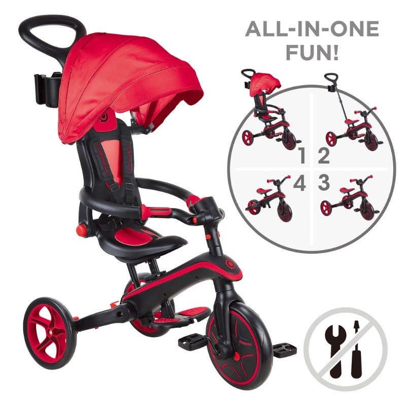 Globber Explorer 4 in1 Katlanabilir Bisiklet - Kırmızı 