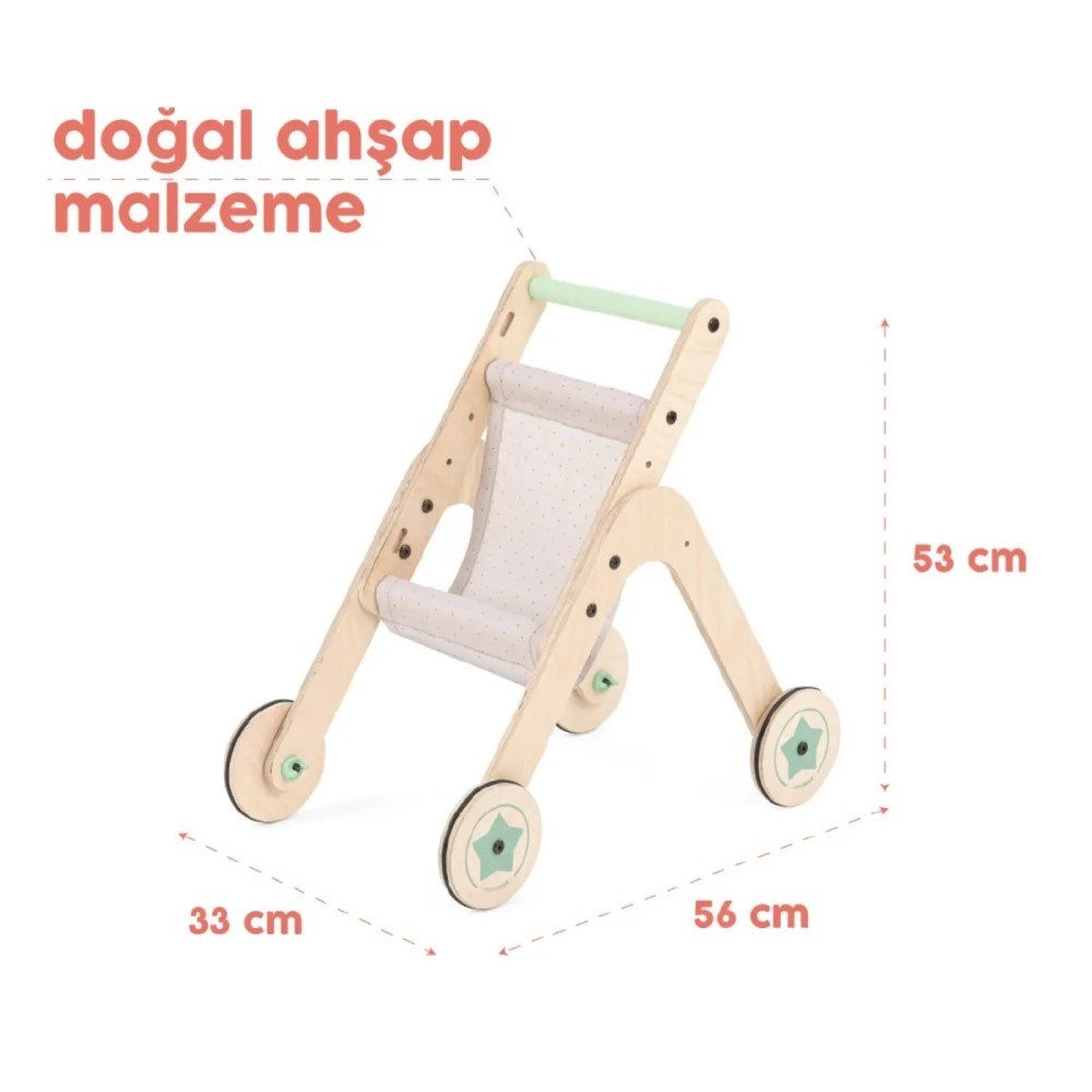 Mamatoyz Trio Stroller İlk Adım Yürüteç & Oyuncak Bebek Arabası 