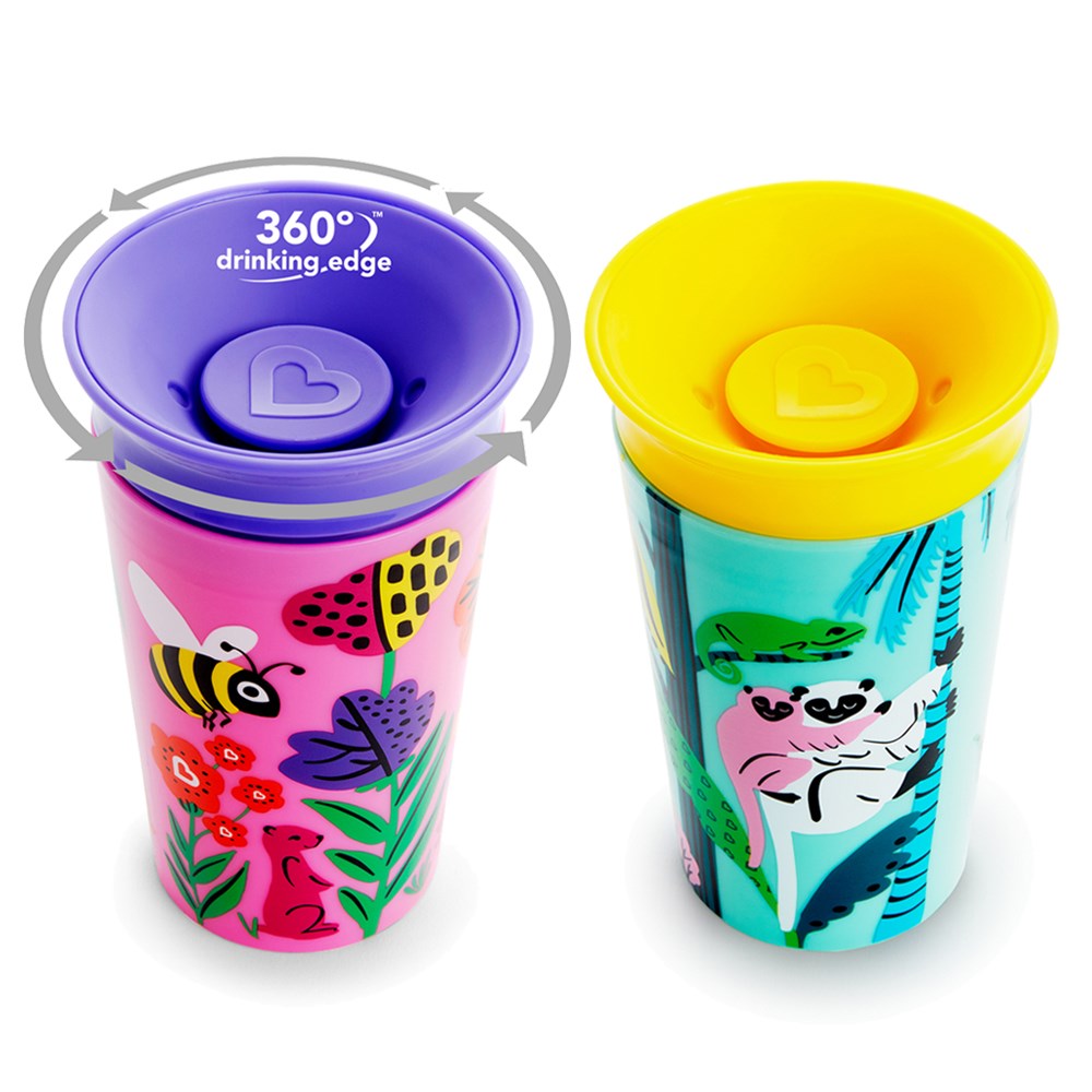 Munchkin Mucize 360° Wildlove Alıştırma Bardağı 12 ay+ 266 ml Lemur&Arı İkili Set 