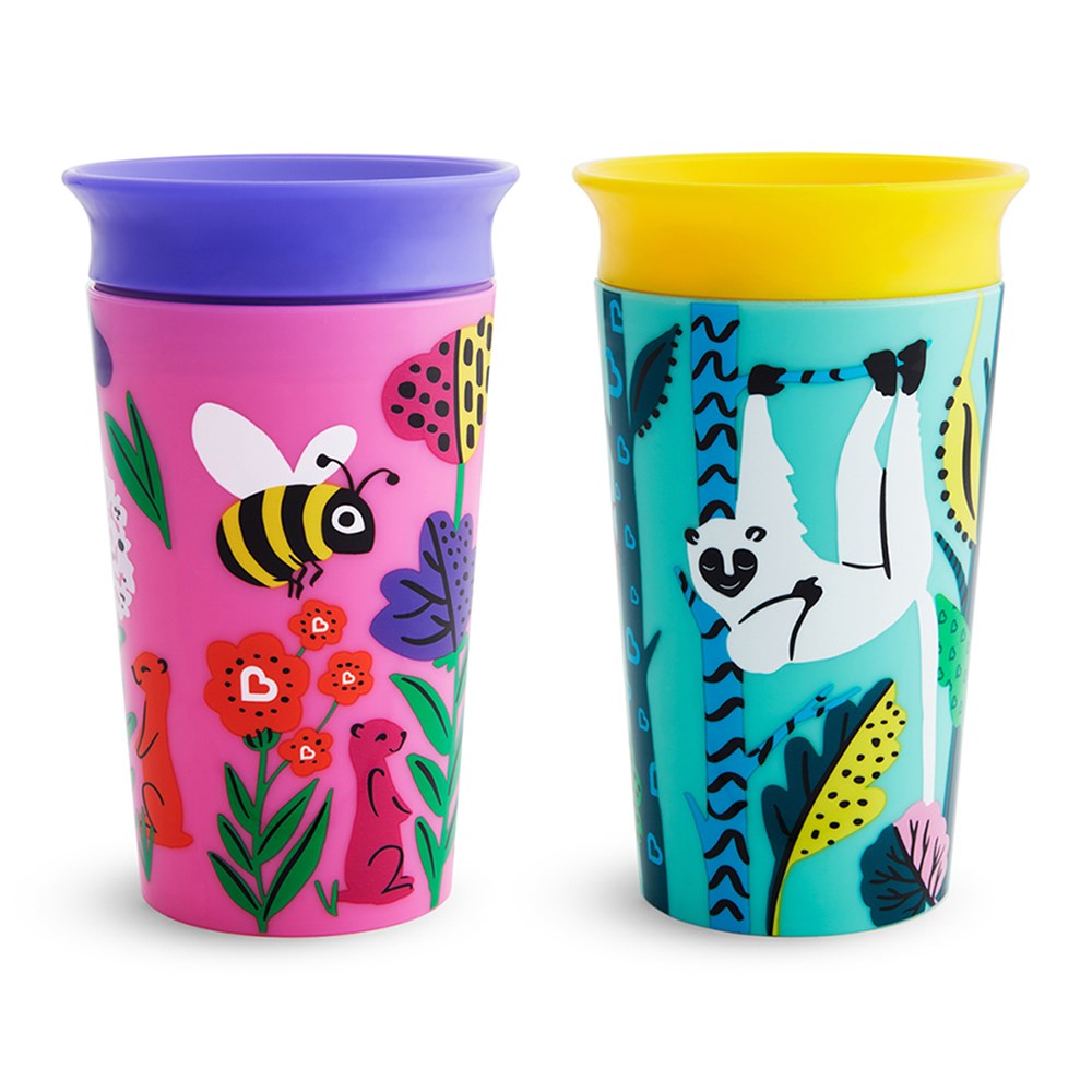 Munchkin Mucize 360° Wildlove Alıştırma Bardağı 12 ay+ 266 ml Lemur&Arı İkili Set 