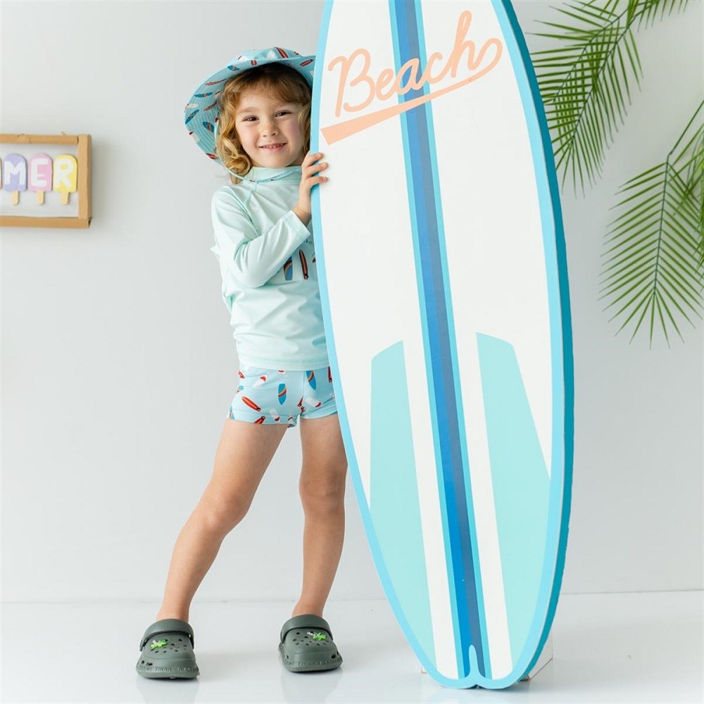 Mama Yoyo UV Korumalı Uzun Kollu Mayo Seti Surf the Wawes Mavi