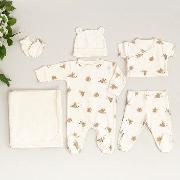 Mayys Baby Bebek Basic Koala 7'li Hastane Çıkış Seti Krem