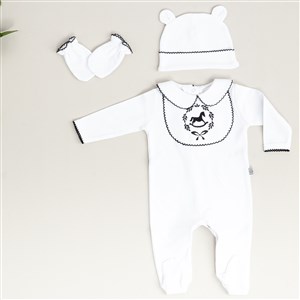 Mayys Baby Bebek Çelenk ve At Nakışlı 4'lü Hastane Çıkış Seti