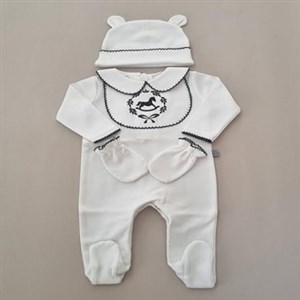 Mayys Baby Bebek Çelenk ve At Nakışlı 4'lü Hastane Çıkış Seti