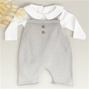 Mayys Baby Bebe Yaka Body ve Gri Triko Salopet